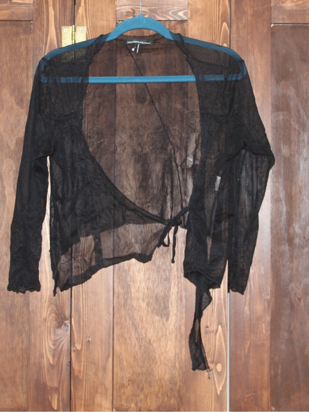 Lightweight Black Tie-Front Sheer Shrug - Women Tops